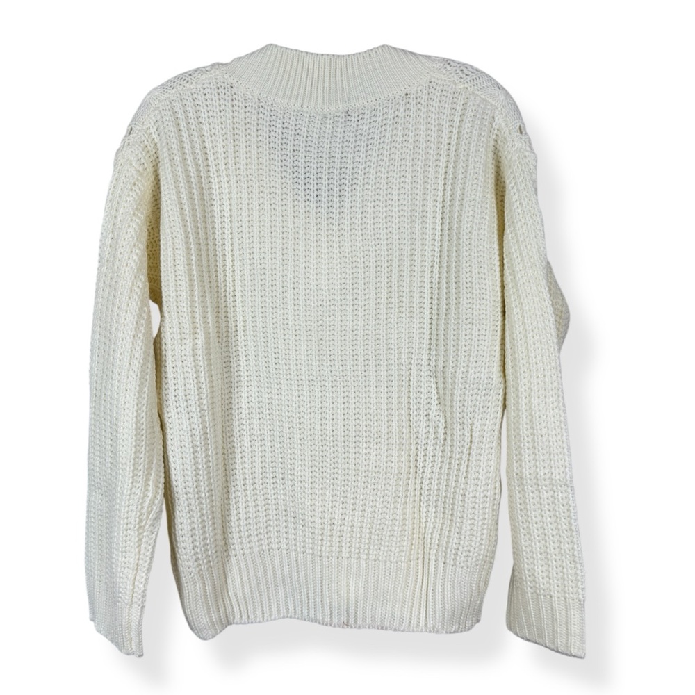 Willow and Wind Knit Sweater Womens M Medium Ivory Long Sleeve V Neck NWT - Picture 2 of 6
